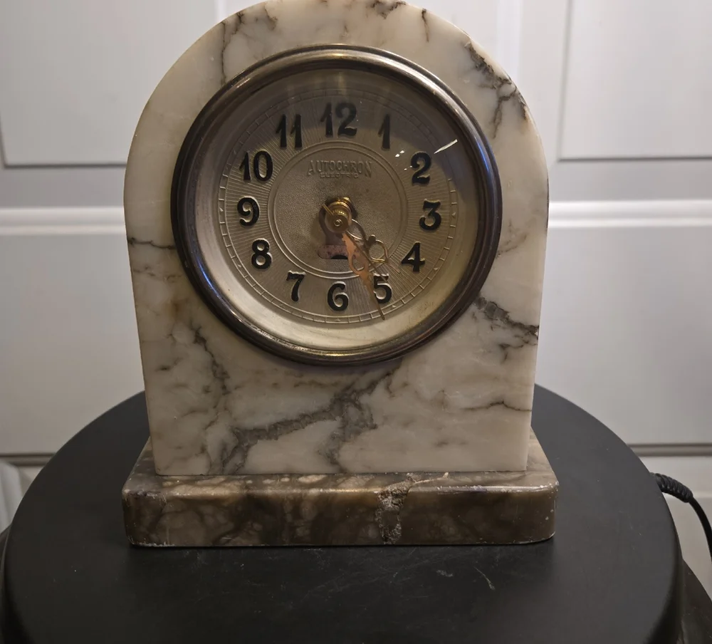 Elegant Antique Autochron Electric Marble Table Clock